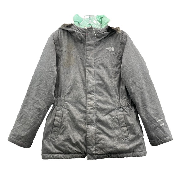 North Face Goose Down Hyvent 550 Puffer Jacket Girl's XL Fur Hood Outdoor Winter - Picture 1 of 15